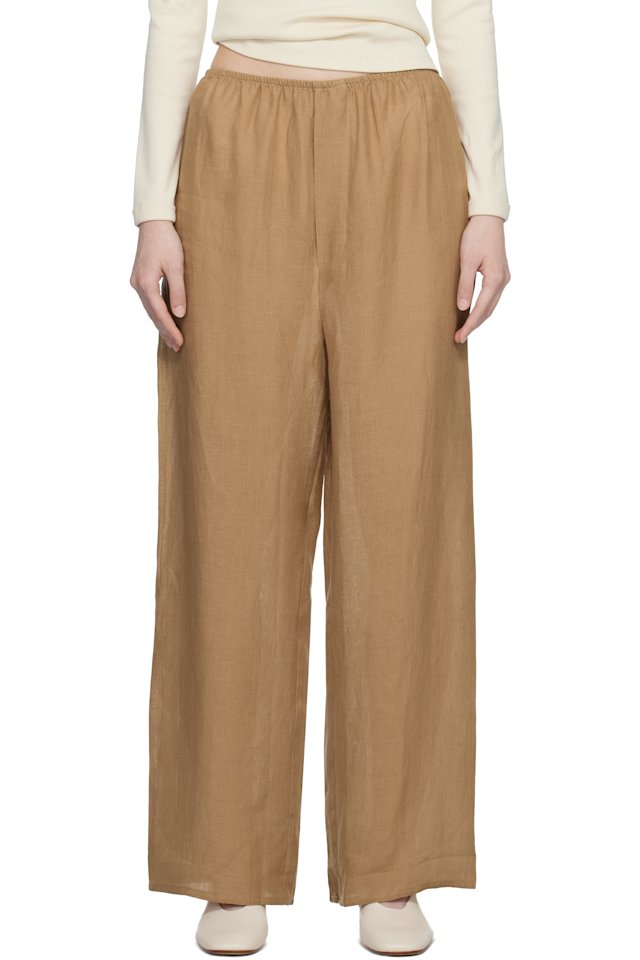 Baserange — Tan Fine Linen Stoa Lounge Pants