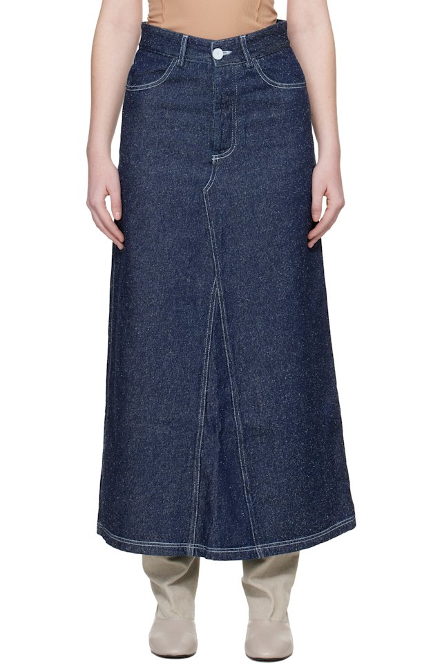 Baserange — Blue Tajo Denim Maxi Skirt