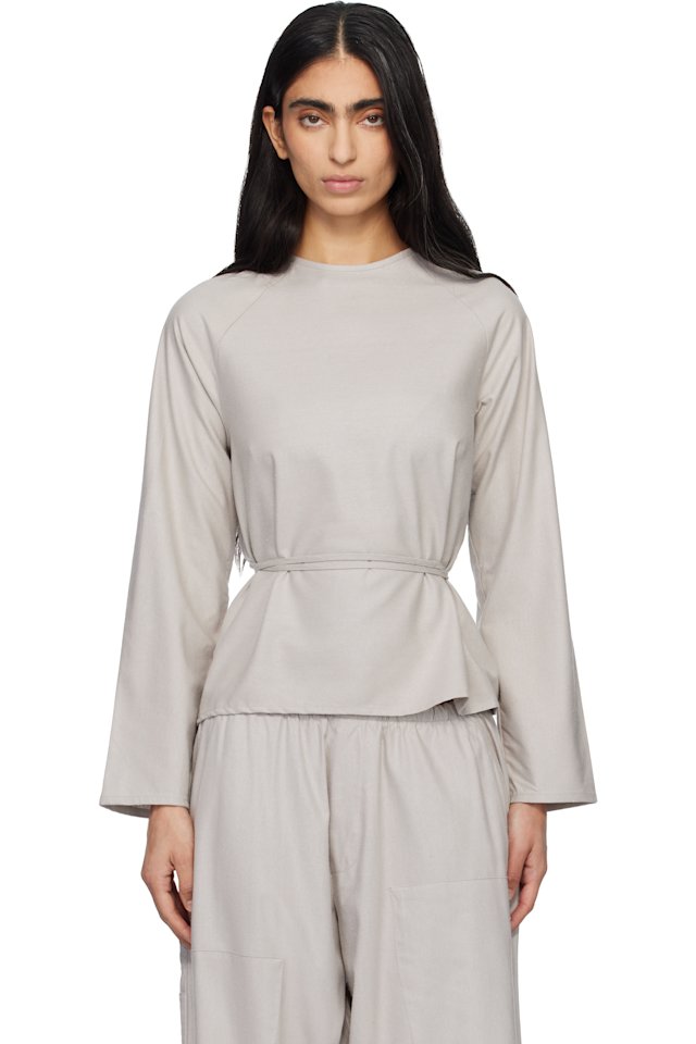 Baserange — Taupe Long Sleeve Apron Top