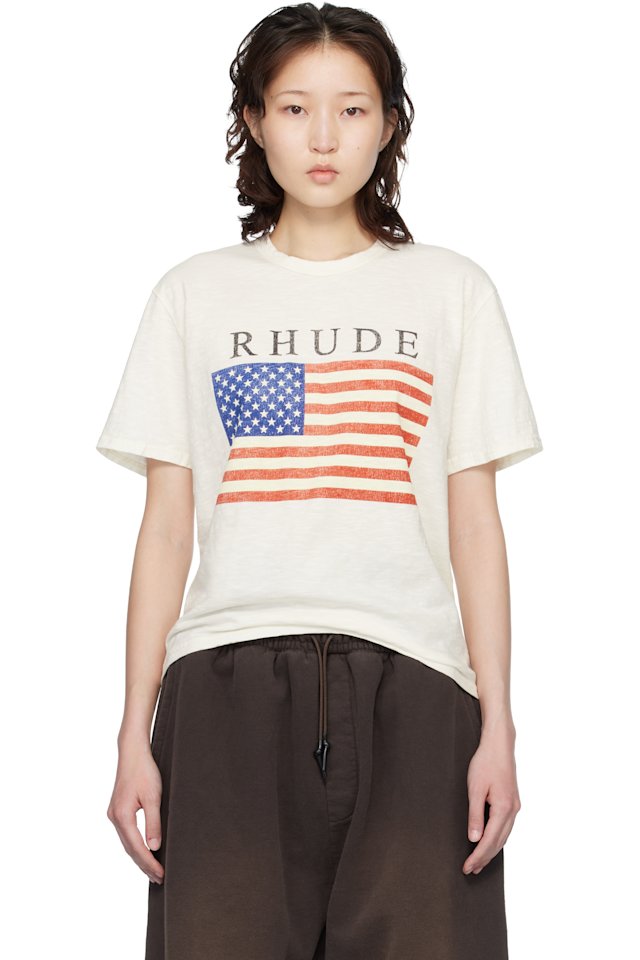Rhude — Off-White USA Flag Slub T-shirt