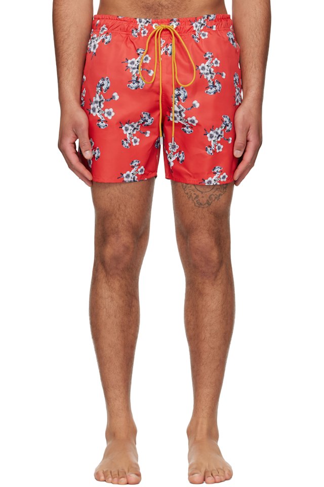 Rhude — Red Turbo Floral Swim Shorts
