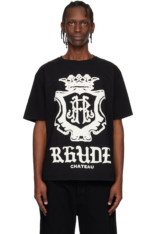 Rhude — Black Oversized Chateau Crest T-shirt