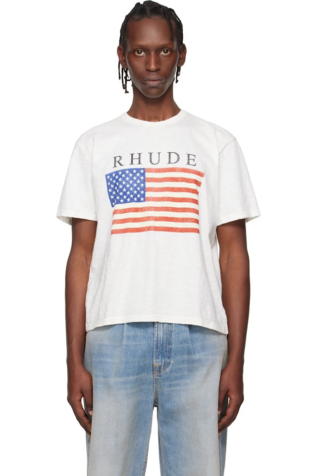Rhude — Off-White USA Flag Slub T-shirt