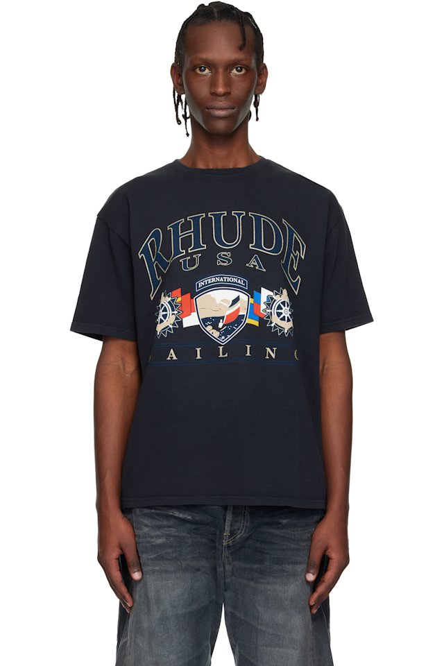 Rhude — Black USA Sailing Icon T-shirt