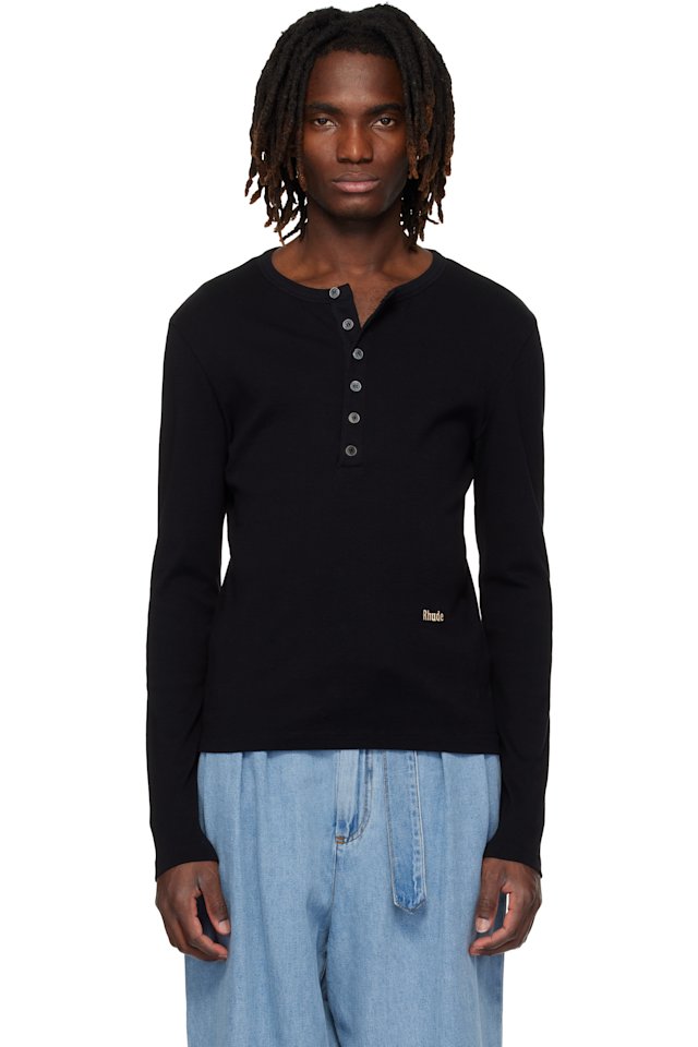 Rhude — Black Logo LS Henley