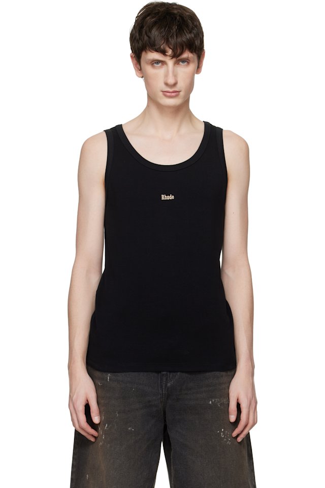 Rhude — Black Logo Ribbed Tank Top