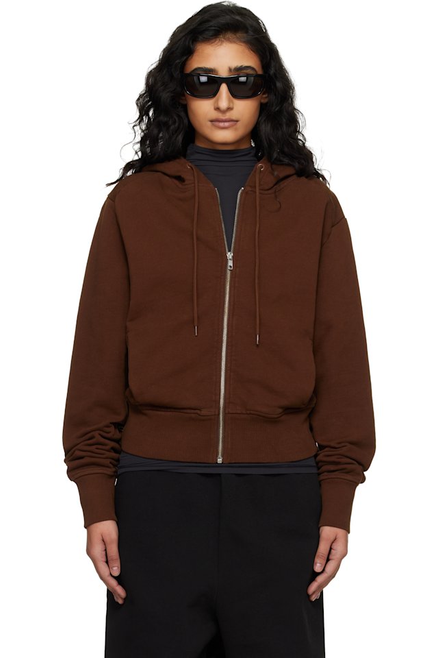 Entire Studios — Brown Slim Zip Up Hoodie