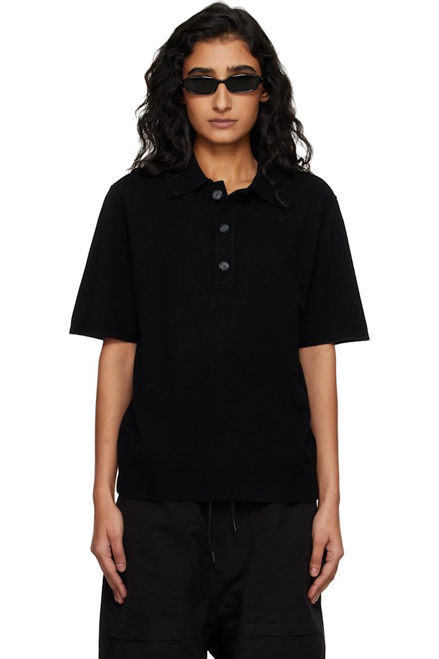 Entire Studios — Black Short Sleeve Knit Polo