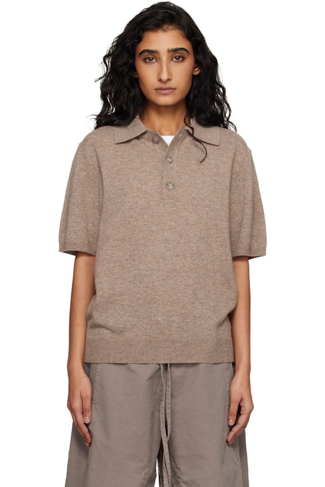 Entire Studios — Beige Short Sleeve Knit Polo