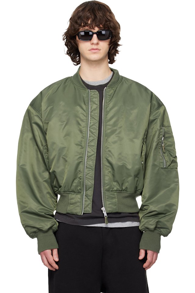 Entire Studios — Khaki Cropped Broad Bomber Jacket