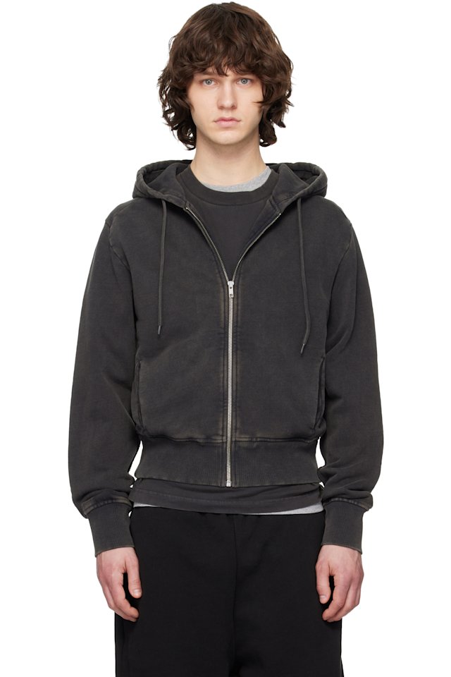 Entire Studios — Black Slim Zip Up Hoodie