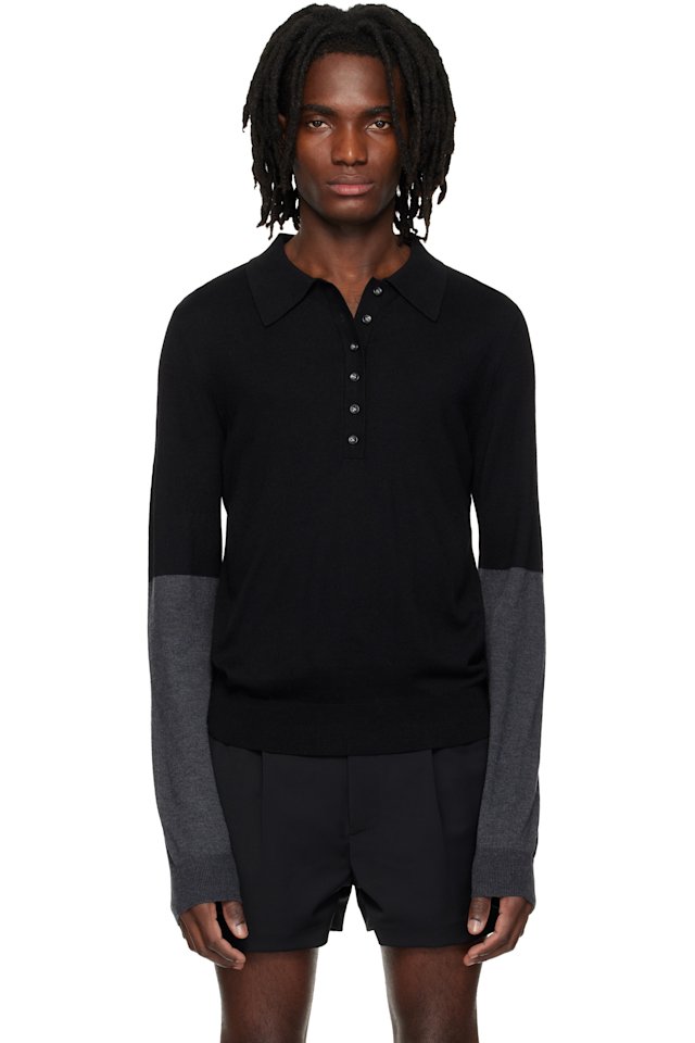 Entire Studios — Black Split Sleeve Polo