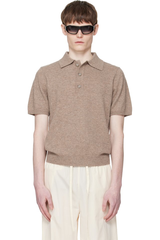 Entire Studios — Beige Short Sleeve Knit Polo