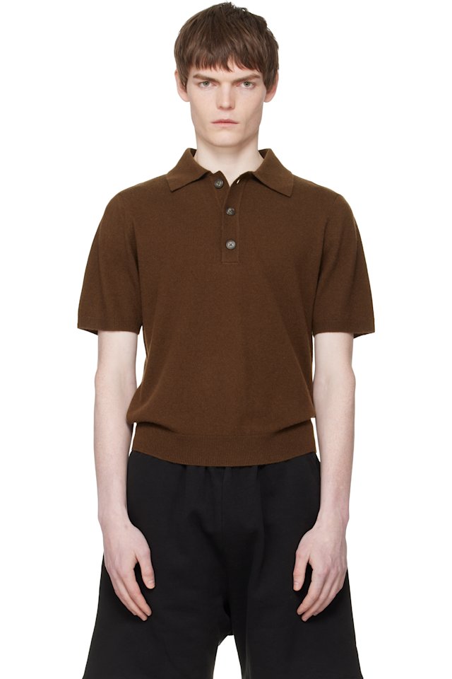 Entire Studios — Brown Short Sleeve Knit Polo