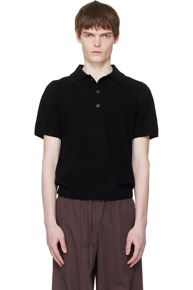 Entire Studios — Black Short Sleeve Knit Polo