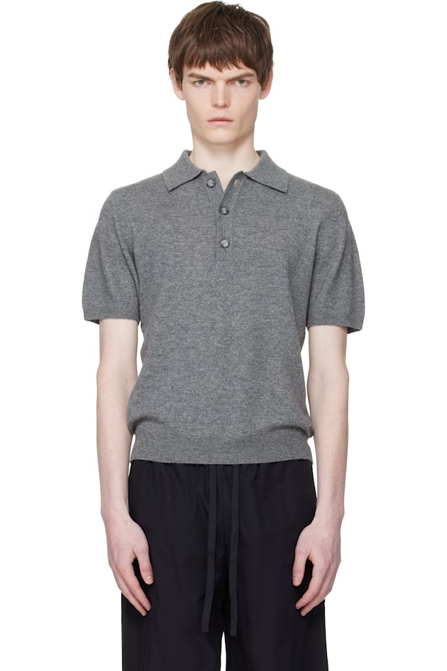 Entire Studios — Gray Short Sleeve Knit Polo