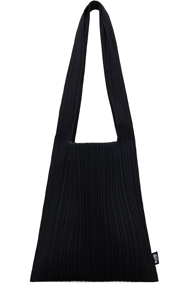 PLEATS PLEASE ISSEY MIYAKE — Black Crepe Knit Tote