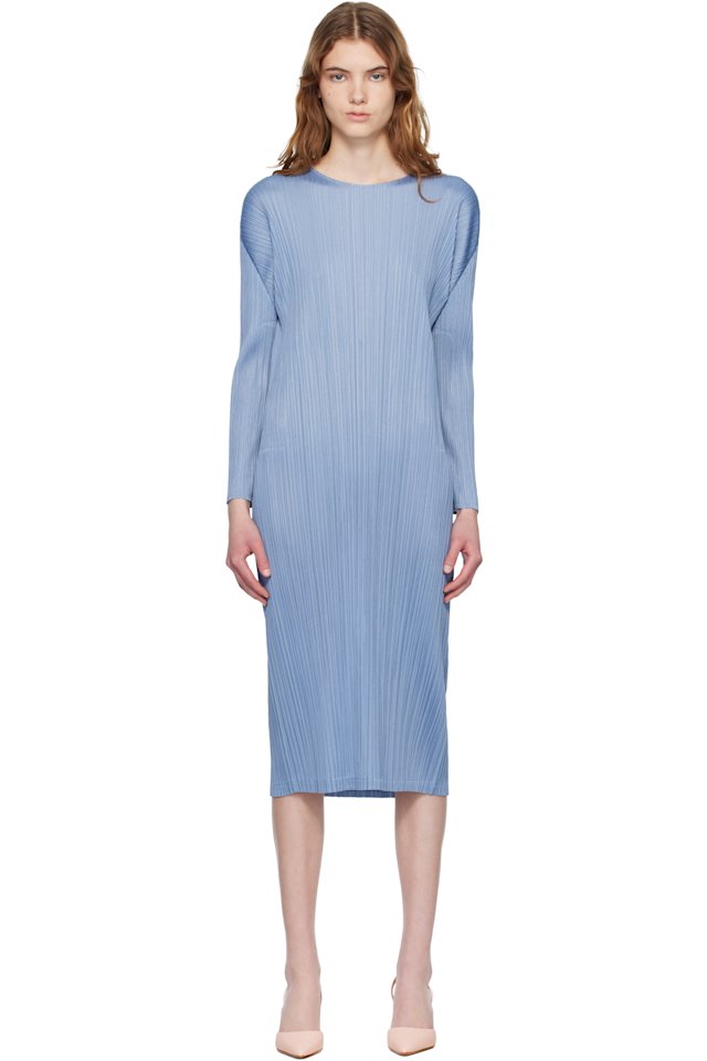 PLEATS PLEASE ISSEY MIYAKE — Blue Monthly Colors December Midi Dress