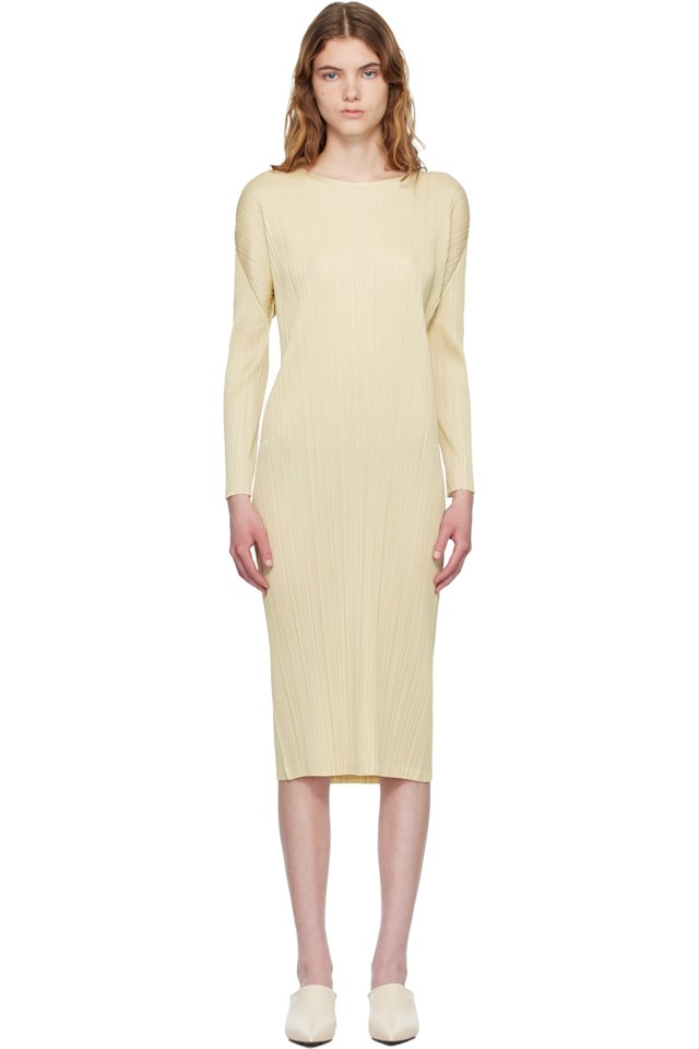 PLEATS PLEASE ISSEY MIYAKE — Yellow Monthly Colors December Midi Dress
