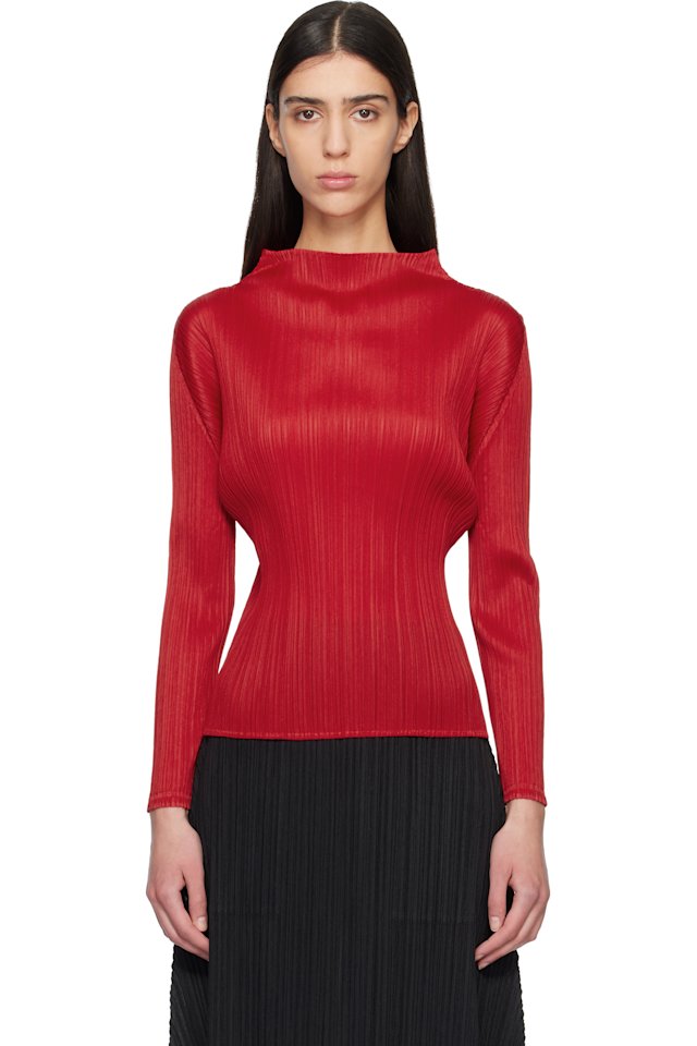 PLEATS PLEASE ISSEY MIYAKE — Red Monthly Colors November Top