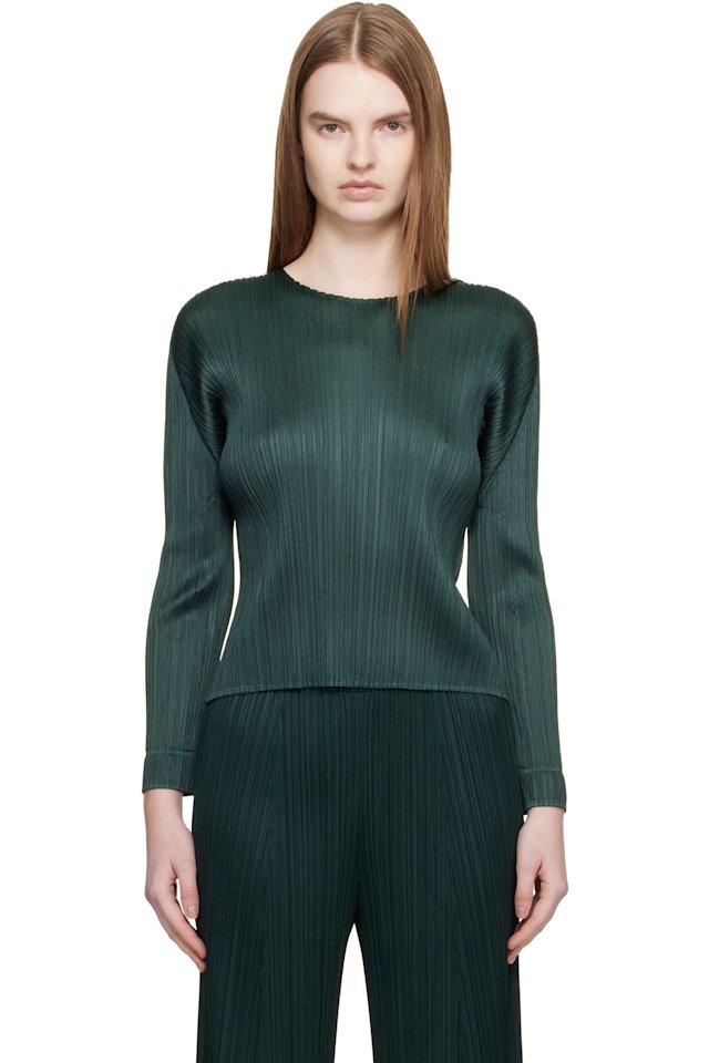 PLEATS PLEASE ISSEY MIYAKE — Green Monthly Colors December Blouse