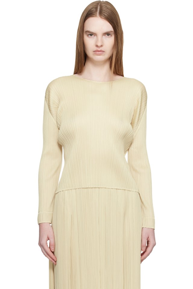 PLEATS PLEASE ISSEY MIYAKE — Beige Monthly Colors December Blouse