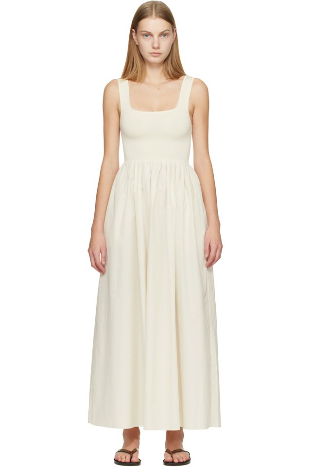 Matteau — Off-White Knit & Cotton Maxi Dress