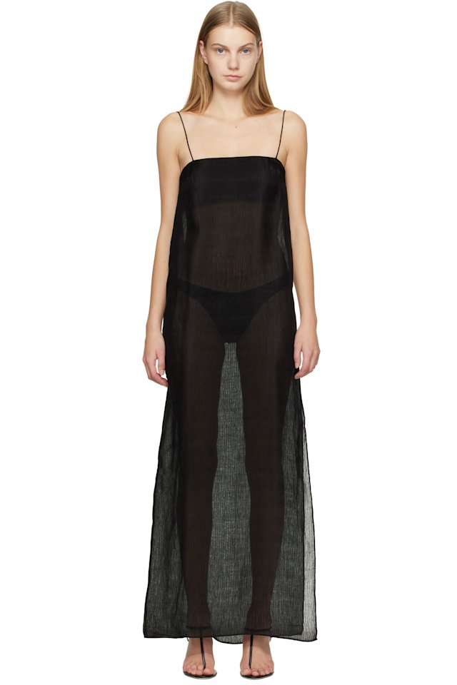 Matteau — Black Sheer Cami Maxi Dress