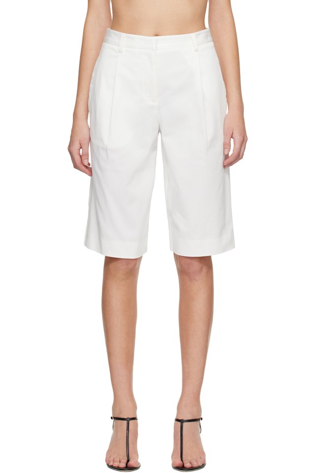 Matteau — White Long Chino Shorts
