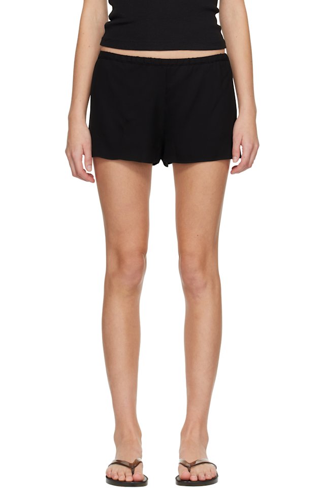 Matteau — Black Fluid Mini Shorts