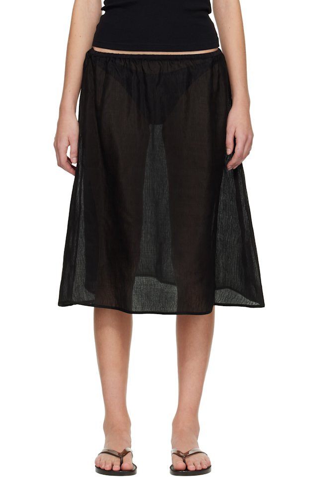 Matteau — Black Sheer Midi Skirt