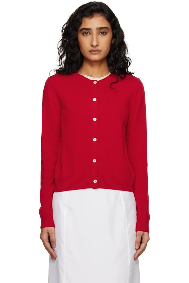 Dunst — Red Essential Crewneck Knit Cardigan
