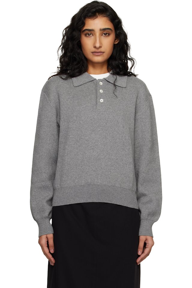 Dunst — Gray Cashmere Collared Polo