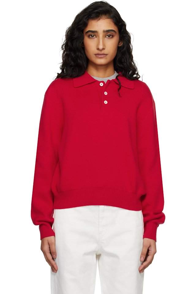 Dunst — Red Cashmere Collared Sweater Polo