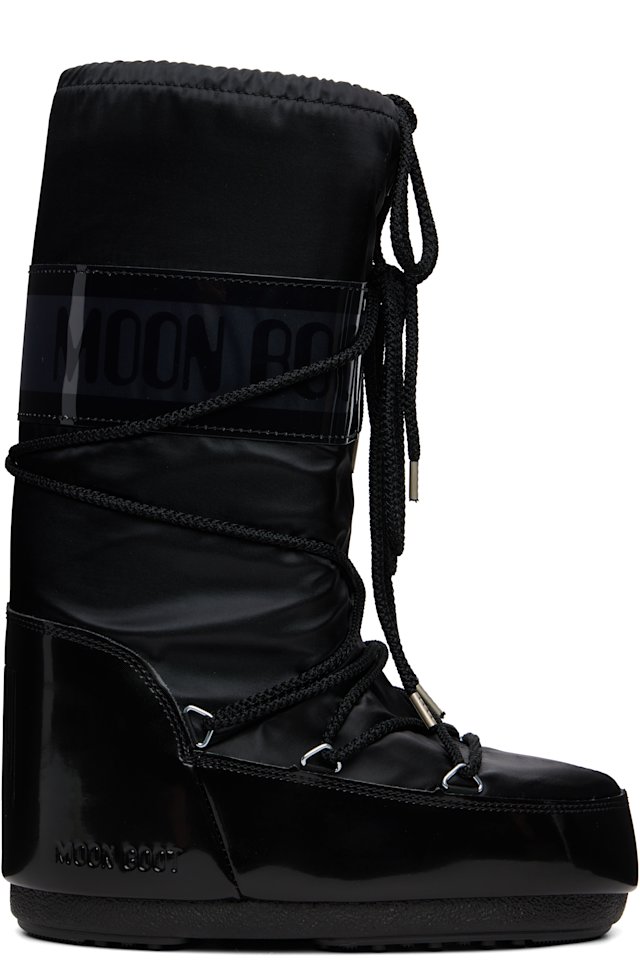 Moon Boot — Black Icon Glance Satin Boots