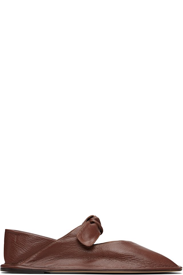 HEREU — Brown Llasada Supple Shiny Ballerina Flats