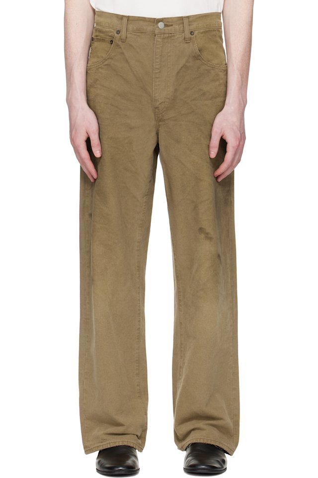 ssstein — Khaki Sulfur Dyed Oxford Vintage Wide Trousers