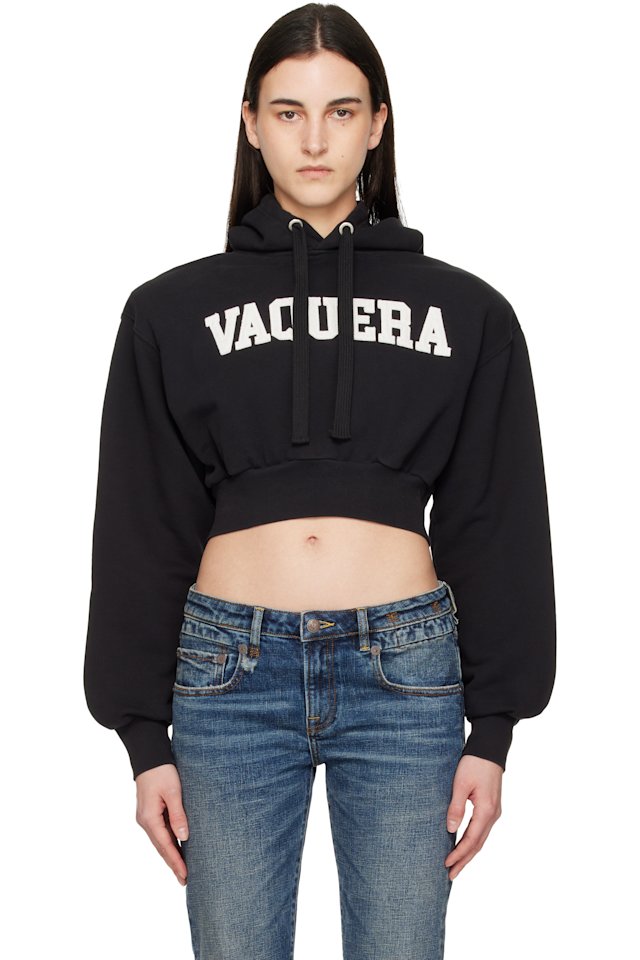 VAQUERA — Black Shoulder Pad Hoodie