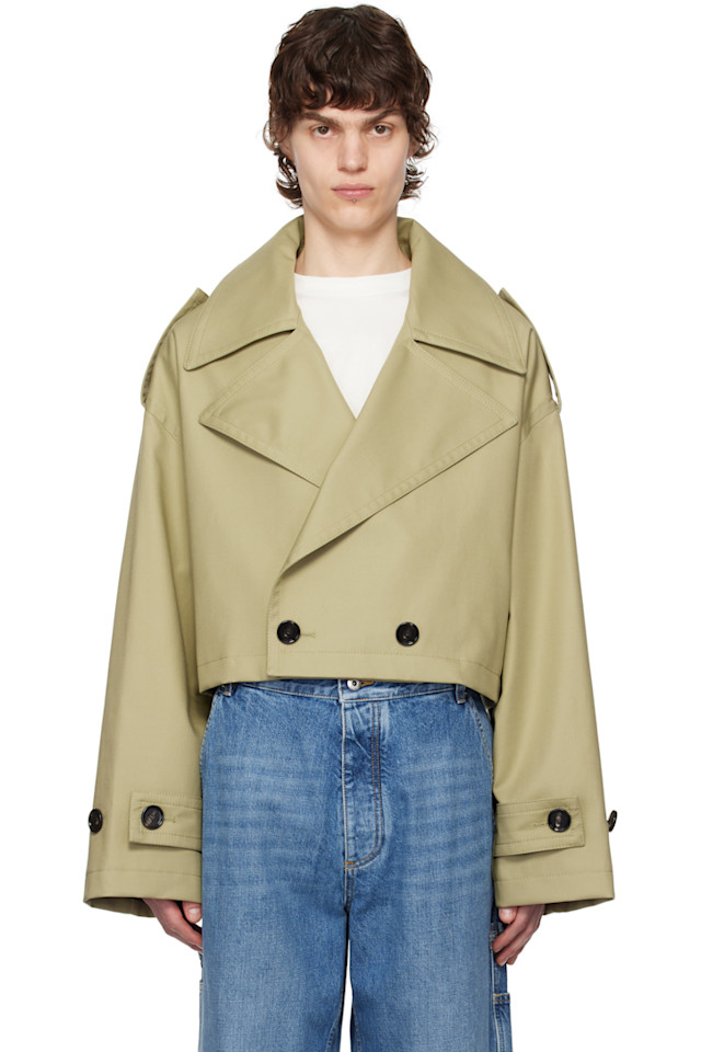 Bottega Veneta Beige Fine Compact Cotton Twill Trench Coat