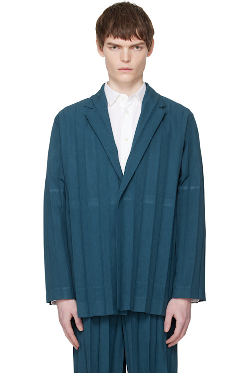 Homme Plisse Issey Miyake Navy Edge Ensemble Blazer