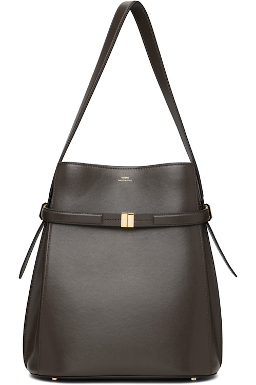 Totme Brown Belted Leather Bucket Bag