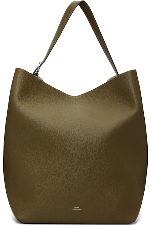 Totme Brown Belted Grained Leather Tote