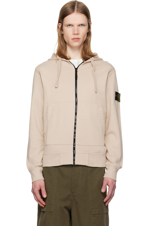Stone Island Beige 6100061 Organic Cotton Fleece Hoodie