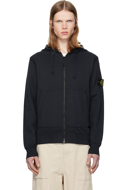Stone Island Navy 6100061 Organic Cotton Fleece Hoodie