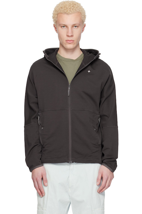 Stone Island Gray 6100069 Stretch Cotton Fleece Stellina Hoodie