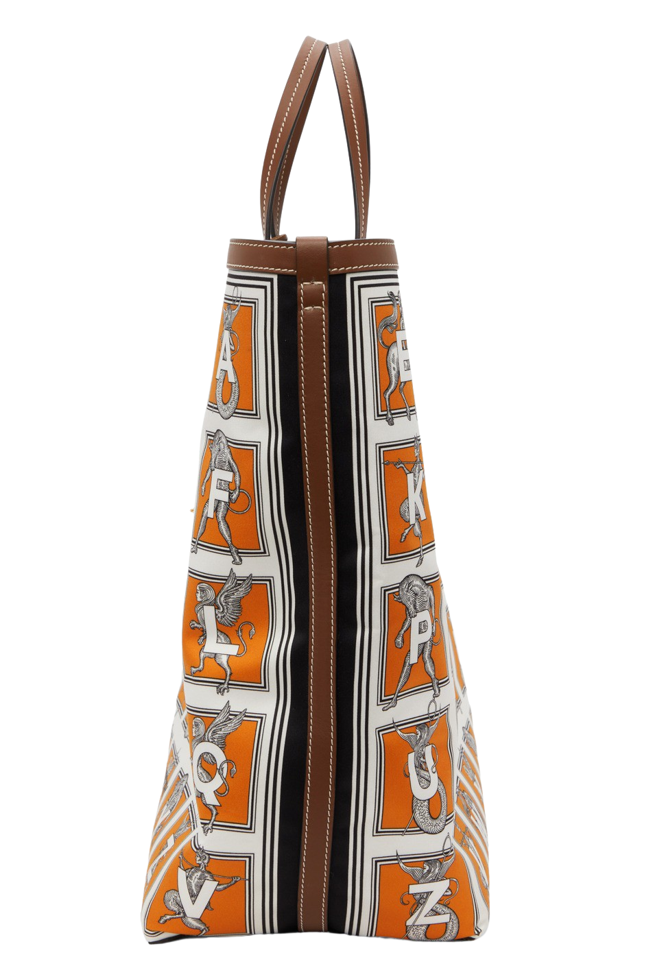 White Orange Mythical Alphabet Silk Tote