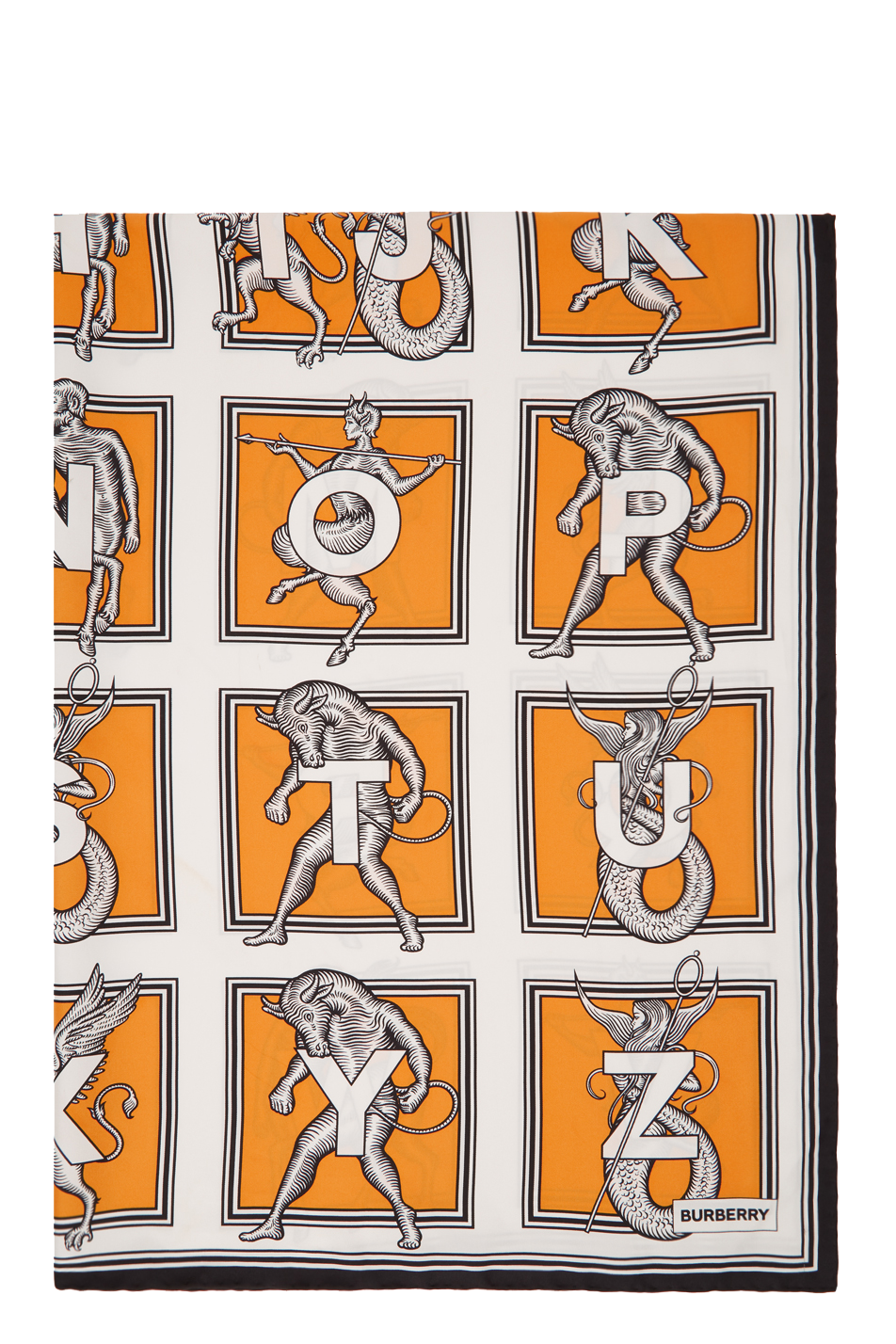 Orange Mythical Alphabet Square Scarf