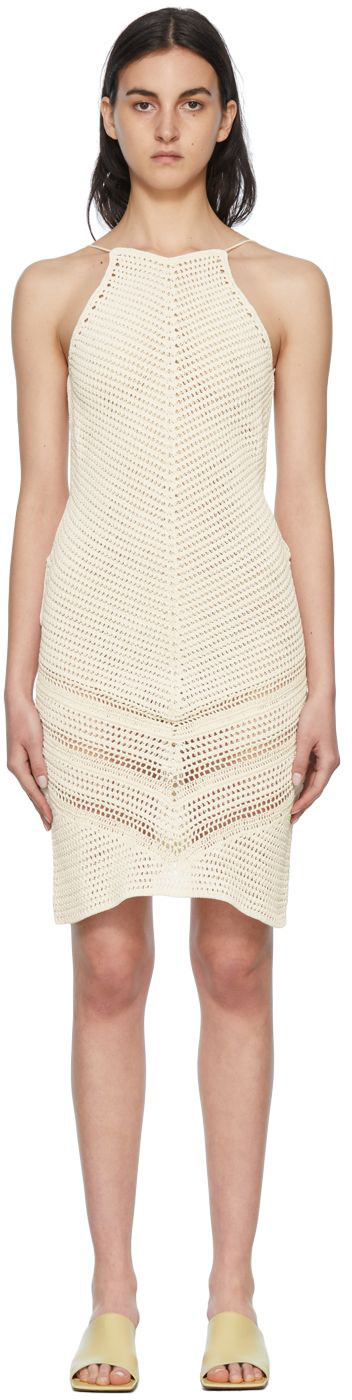 Bottega Veneta: White Cotton Mini Dress | SSENSE