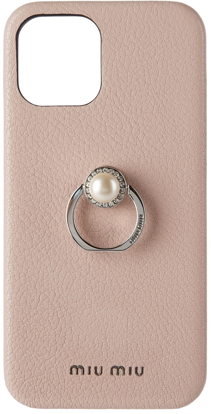 Miu Miu: Pink Madras Pearl IPhone 12 Pro Max Case | SSENSE Canada