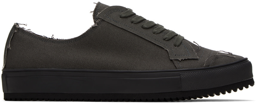【すわっぐく】 YOHJI YAMAMOTO: Gray Raw Edge Sneakers | SSENSE Canada